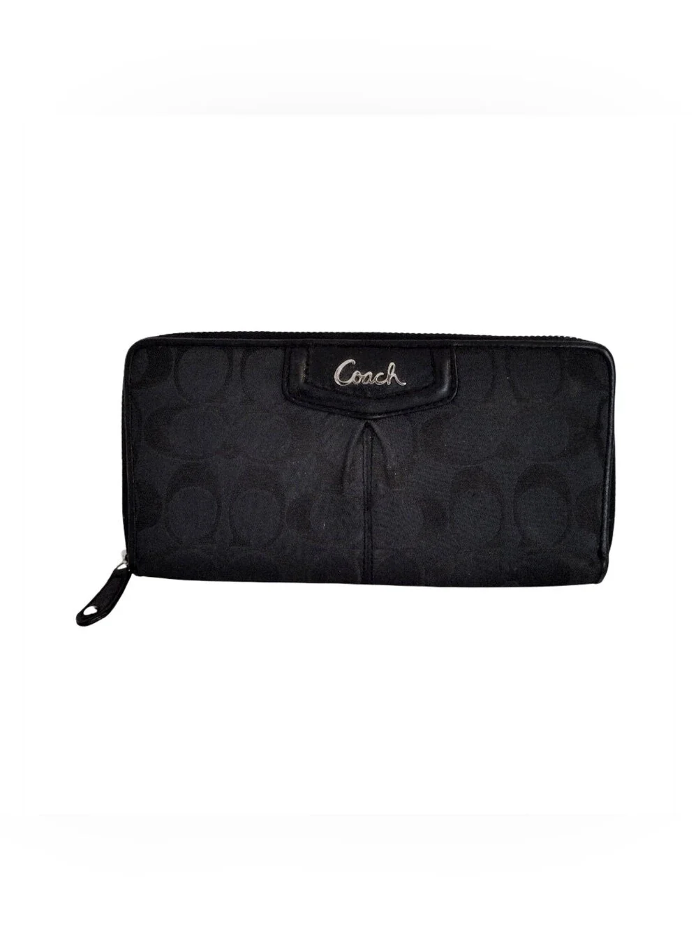 Vintage Y2K Coach Ashley Signature Zip Wallet Black Monogram Canvas Indie Sleaze
